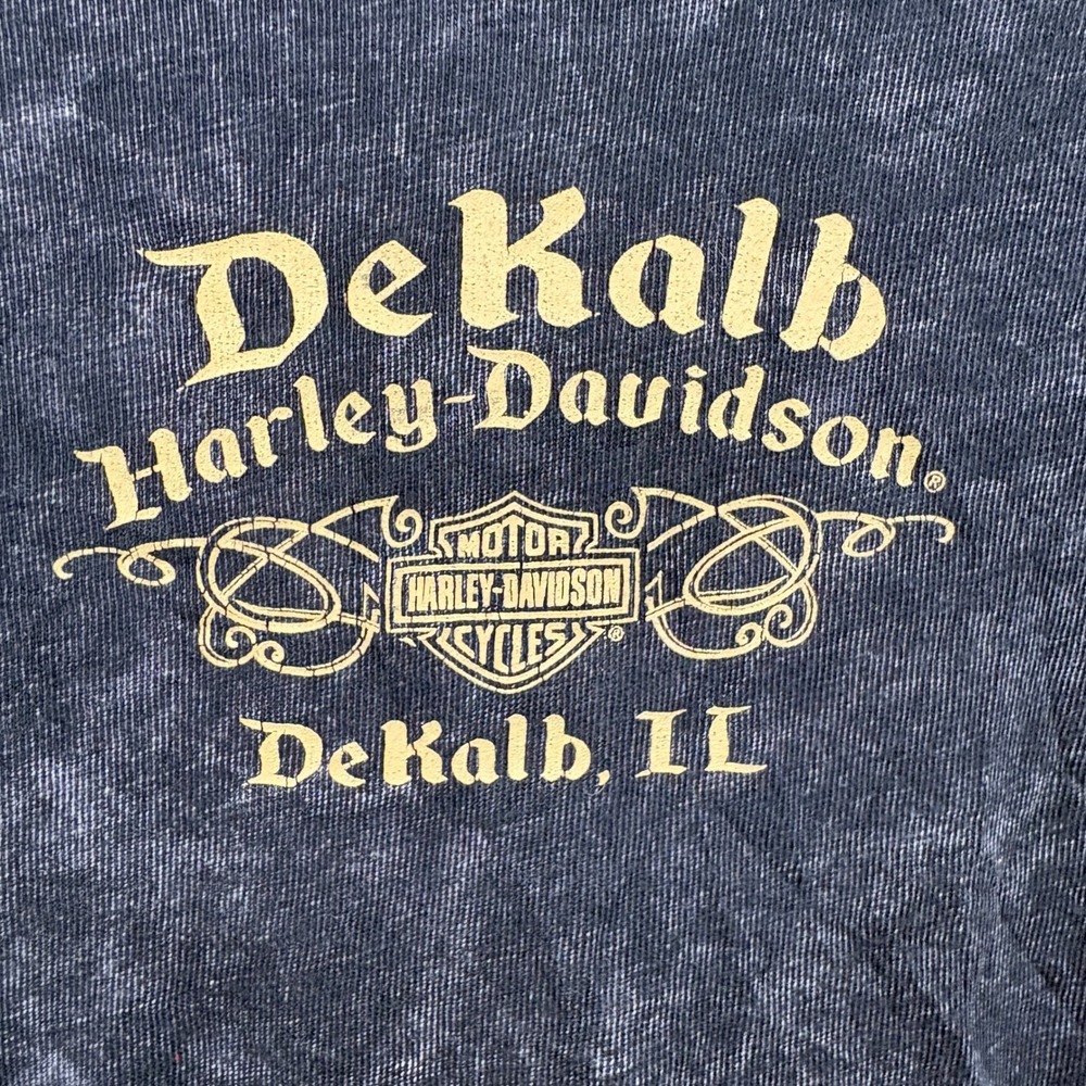 Harley Davidson Shirt Women L Black Mineral Wash Sunflower V-Neck Graphic Tee - Picture 9 of 10